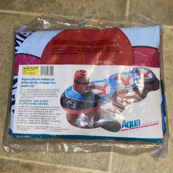 Vintage AQUA New Pool Float 3 Kid Float Triple the Fun Giant Queen Merry Float a - Picture 11 of 11